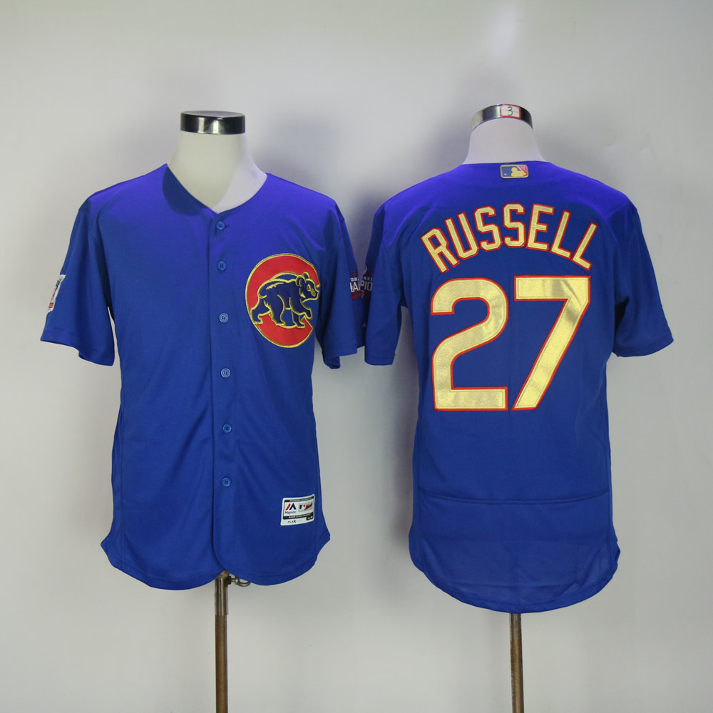 Men Chicago Cubs #27 Russell Blue Champion MLB Jerseys